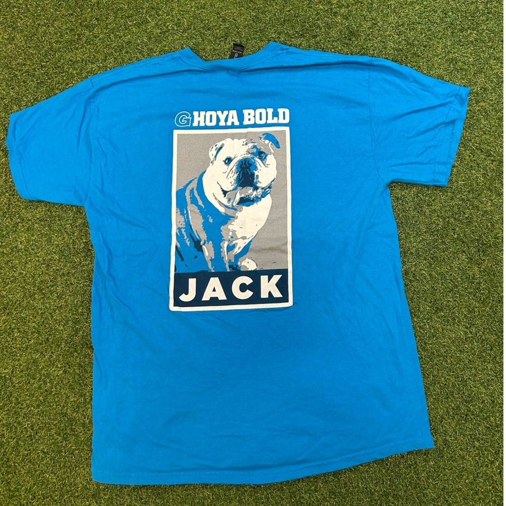 Georgetown Hoya Bold Jack the Bulldog Fan Club Blue T-Shirt Mens Large